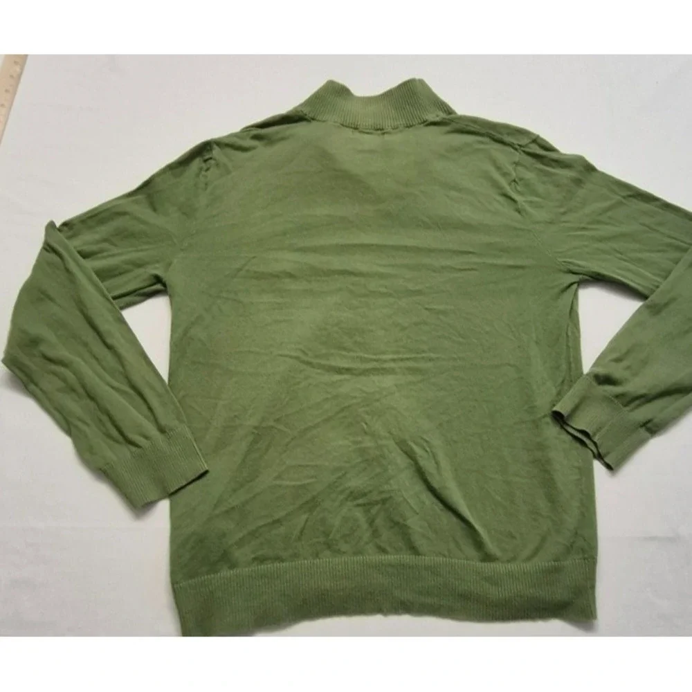 Banana Republic men's green 1/4 zip pullover tight knit sweater sz M 100% cotton